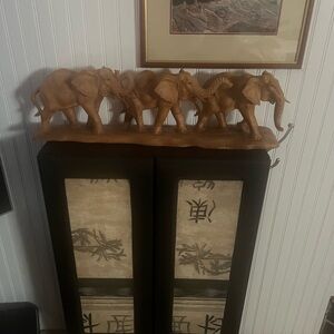Wooden Elephant Figurine Set